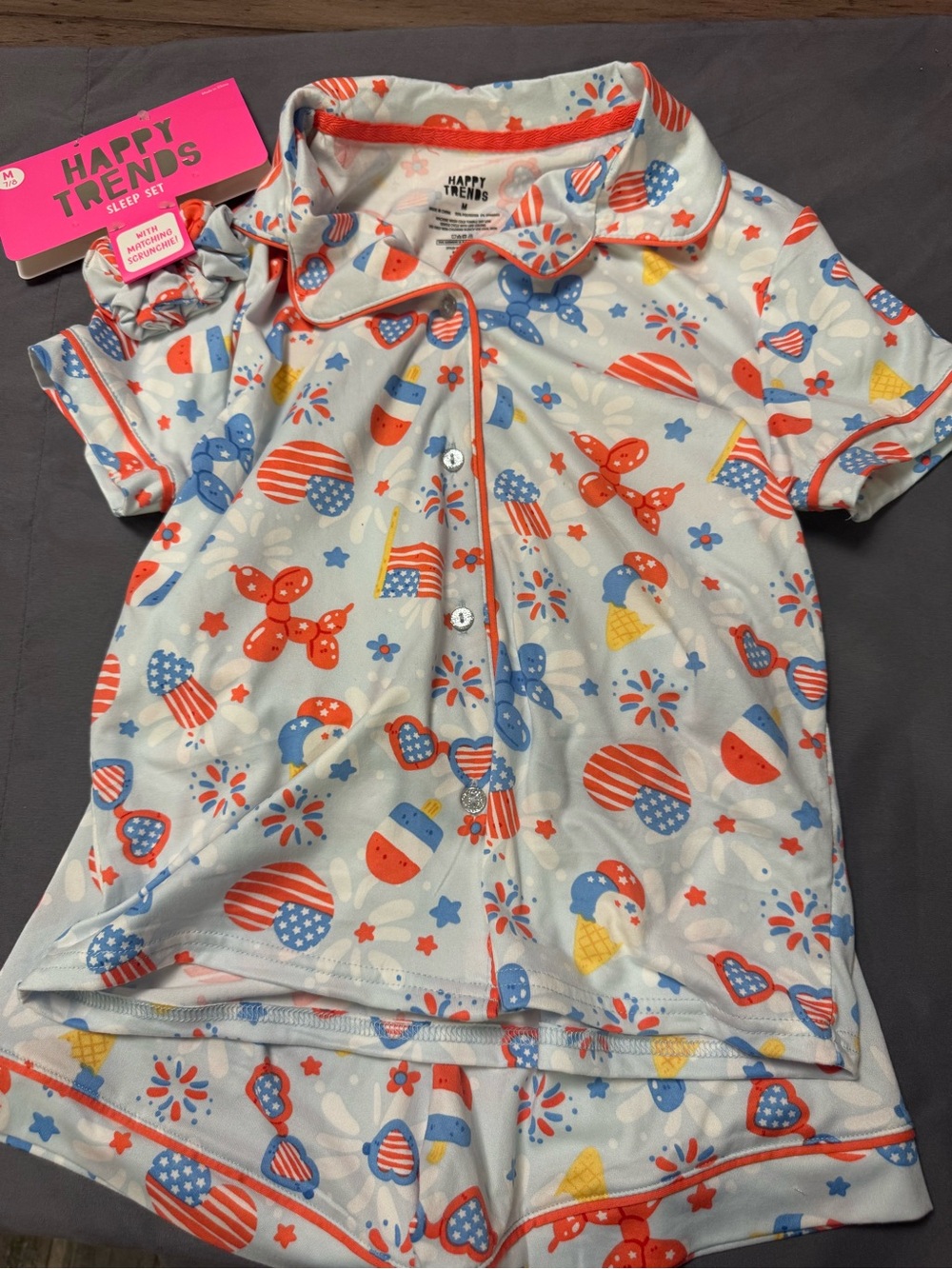 Girls' Red & Blue Patriotic Short Pajama Set-0018